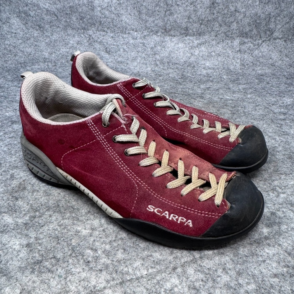 SCARPA Womens Mojito Lightweight Shoes Hiking Walking Sz 7.5 Red Suede Vibram